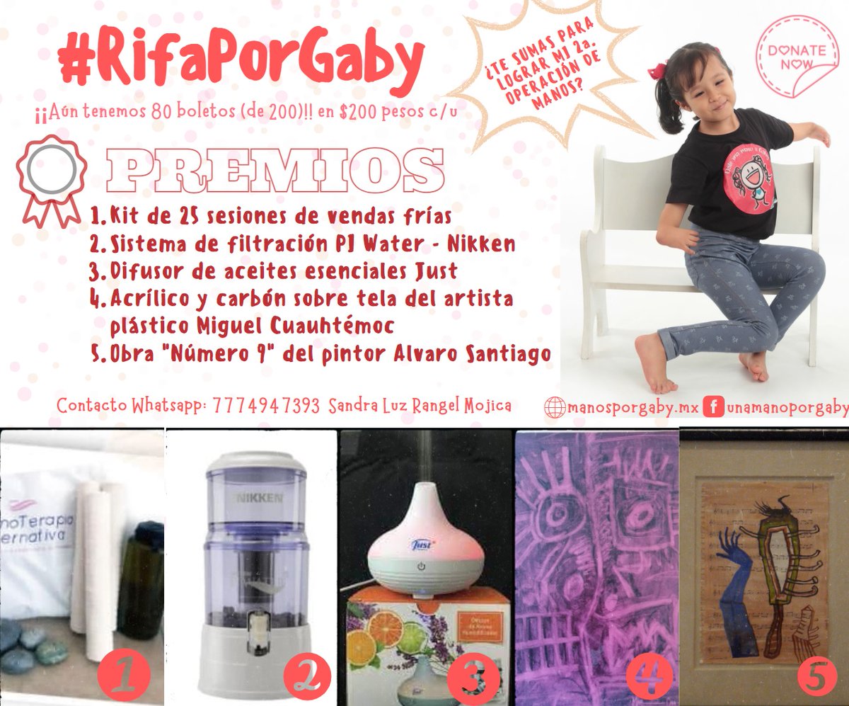 Mañana 16 de mayo a las 5pm hora de 🇲🇽 realizaremos este sorteo mediante transmisión en vivo desde la página de #Facebook <a href="/UnaManoPorGaby/">Dale una mano a Gaby</a> y ¡Aún tenemos números disponibles!
#daleunamanoaGaby #ComparteConAmor #unamanoporgaby #Comparte 🌐 manosporgaby.mx RT