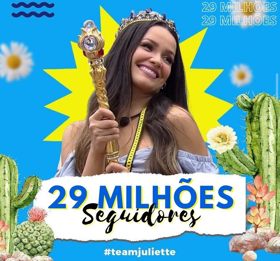 UploadJuliette's tweet photo. Mais uma marca impressionante alcançada pela nossa menina Ju, ela tá com tudo! Poderosa, empresária, ela é pauuuu, milionária! 29 Milhões da Ju no Instagram, mais um milhãozinho pra conta da bonitah!! Agradecemos a todos que admiram .🌵💪❤️
29 MILHÕES DA JULIETTE
#LIVEDAJULIETTE https://t.co/BEOhP8o4Eh