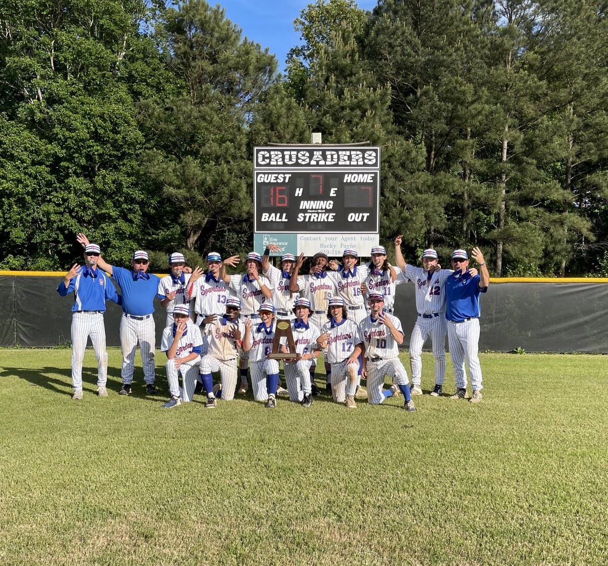 KVAathletics's tweet photo. NCISAA 1A ⚾️ STATE CHAMPIONS!!!! After a Game 3 win over Grace Christian the Spartans have now won 4 straight ⚾️ State Championships!
#TraditionOfExcellence 🔵🟠 https://t.co/zQ4zHcgsgr