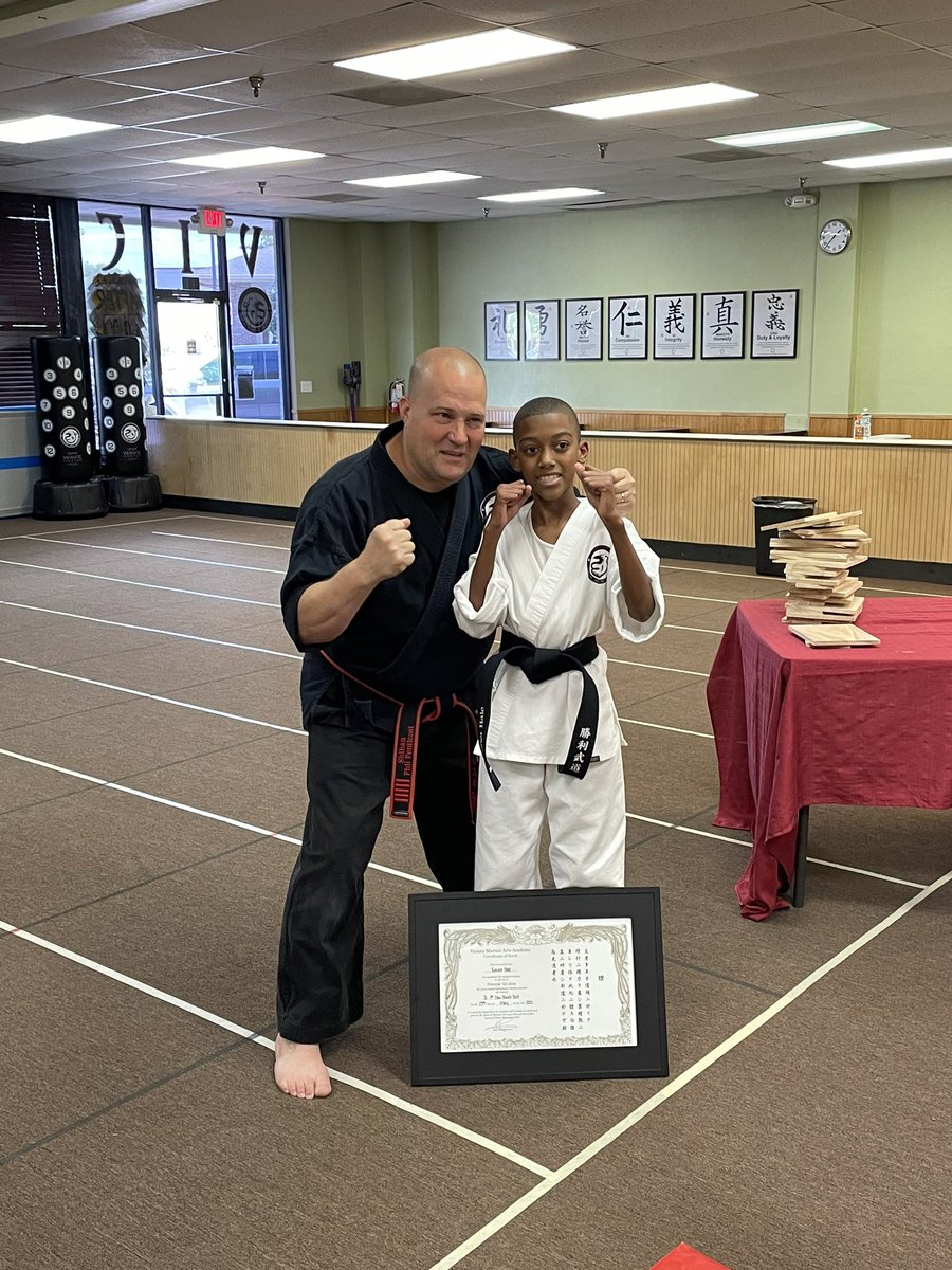 CONGRATS to my son Xavier. He earned his 1st Degree Blackbelt today.  #ProudFather