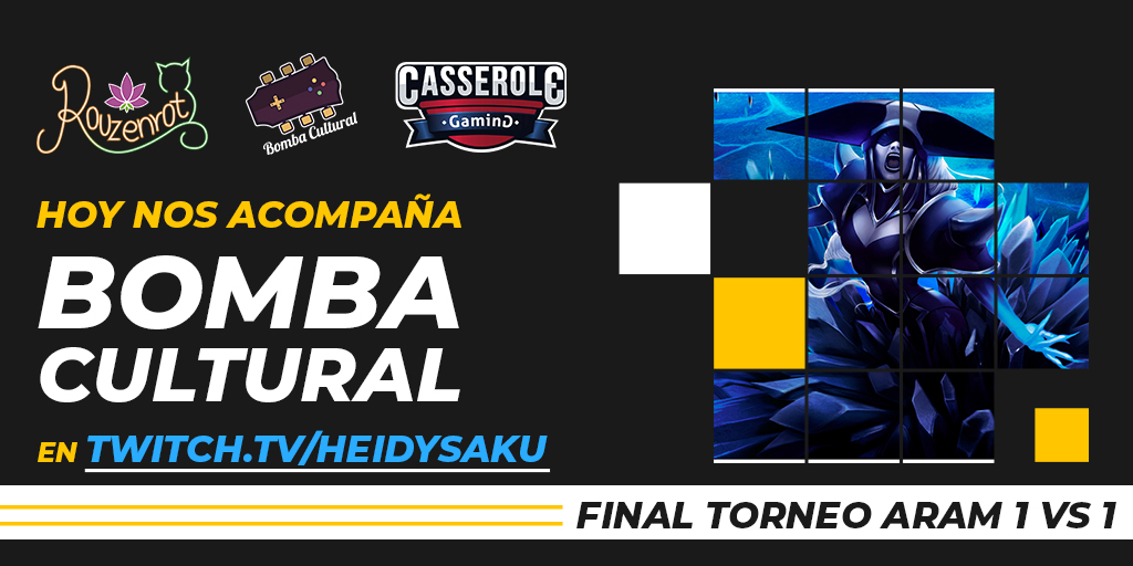 CasseroleGaming's tweet image. #TorneoAram1X1

Pasamos a la final del torneo que será un mejor de 5 entre:

Semifinal:
@BenjaminRivasR2 VS @pilotnumber21 
Final:
#Froebel VS @Morbo30739895

Vengan a apoyarnos:
twitch.tv/heidysaku

#Aram #Lol #LeagueOflegends