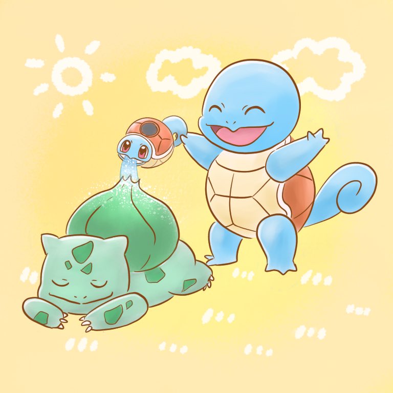 تويتر いおちゃまん お絵描き على تويتر ゼニガメじょうろで水浴び ポケモンイラスト ゼニガメじょうろ T Co Xusdna8do4