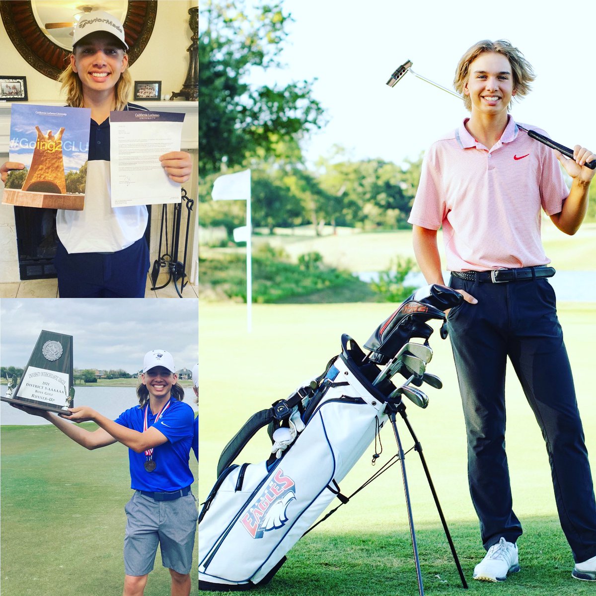 Allen Eagle Golf Senior Spotlight | Nolan Smith | Class of 2021 ⛳️
Favorite Course: TPC Four Seasons
Dream Course: Augusta
‘Go-To’ Club: 8-iron
Favorite Pro: Tiger Woods
Future Plans: California Lutheran 
Congratulations! Once an Eagle, Always an Eagle! 🦅s