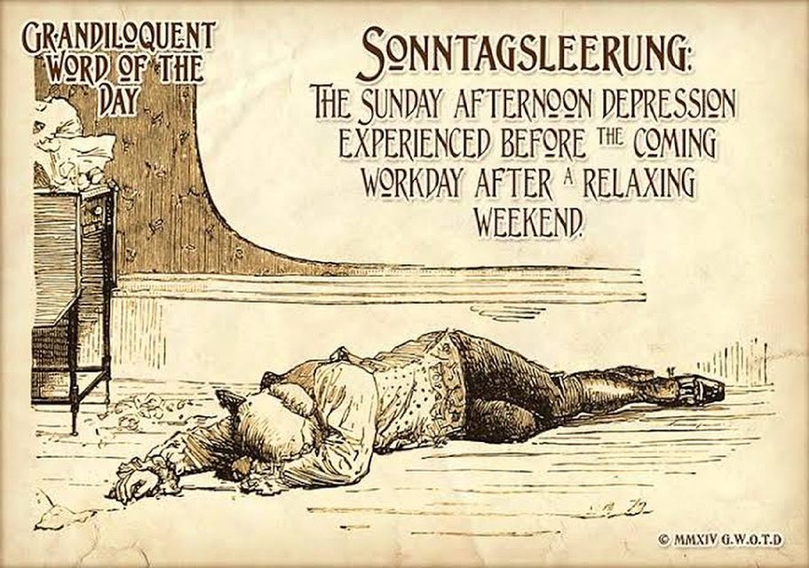 Lisa_Ison's tweet photo. Procrastinating from marking, assessment and report writing, I discovered this fabulous new word: Sonntagsleerung 😉 #vocabulary #lifeofateacher #procrastination #avoidingreality https://t.co/kmUTR8lNVO