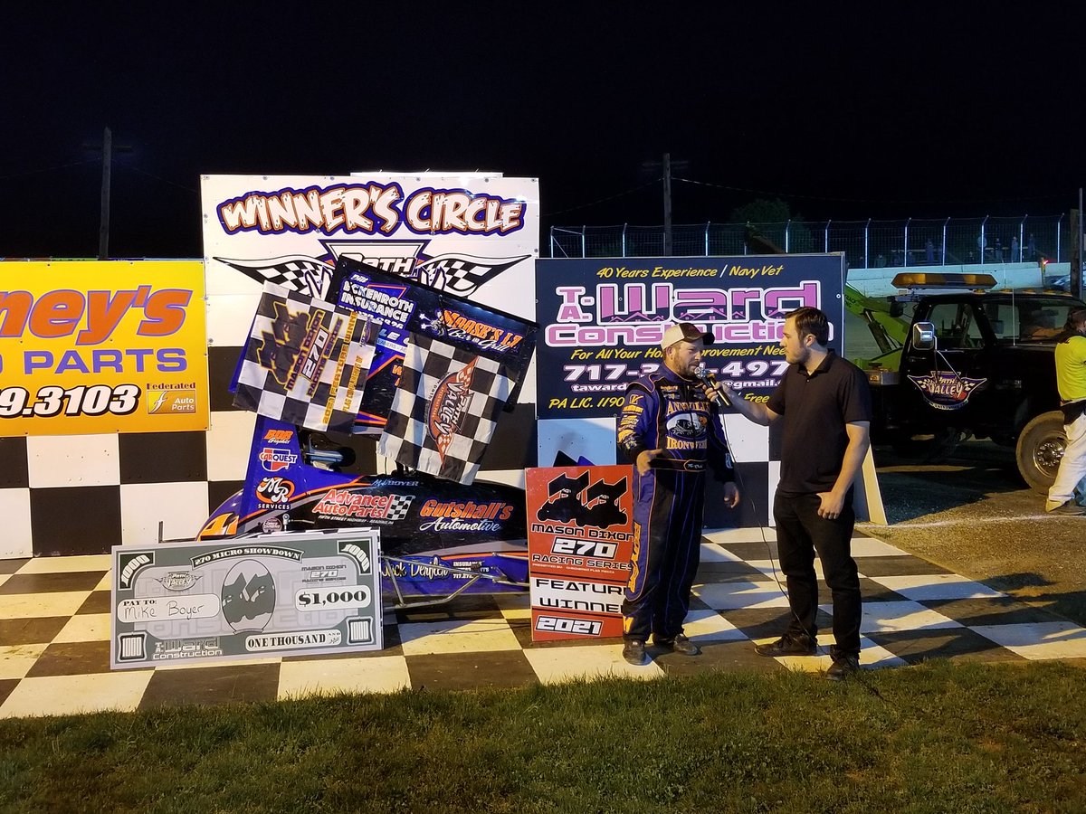 MD270Series's tweet photo. Congratulations to Mike Boyer on winning the $1,000 payday at @PVSpeedway!!
#MD270 https://t.co/9HTlOLVZyk