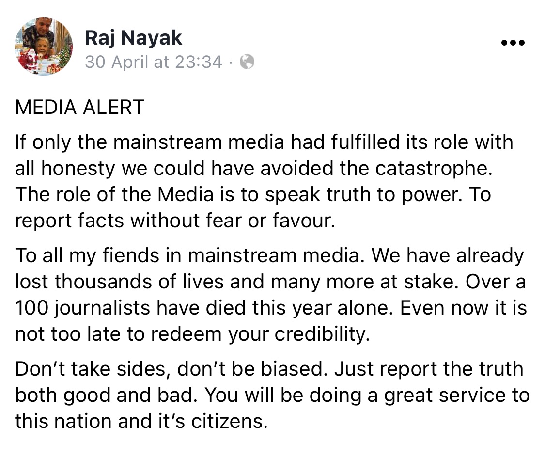 rajcheerfull's tweet photo. I posted this on 30th April. It is still not too late for our mainstream Media to wake up. We can’t keep losing people. We can’t have under reporting. We can’t have dead bodies floating on our rivers. We have to acknowledge the problem, &amp;  be transparent if we have to fix this. https://t.co/zKIuVHqXX1