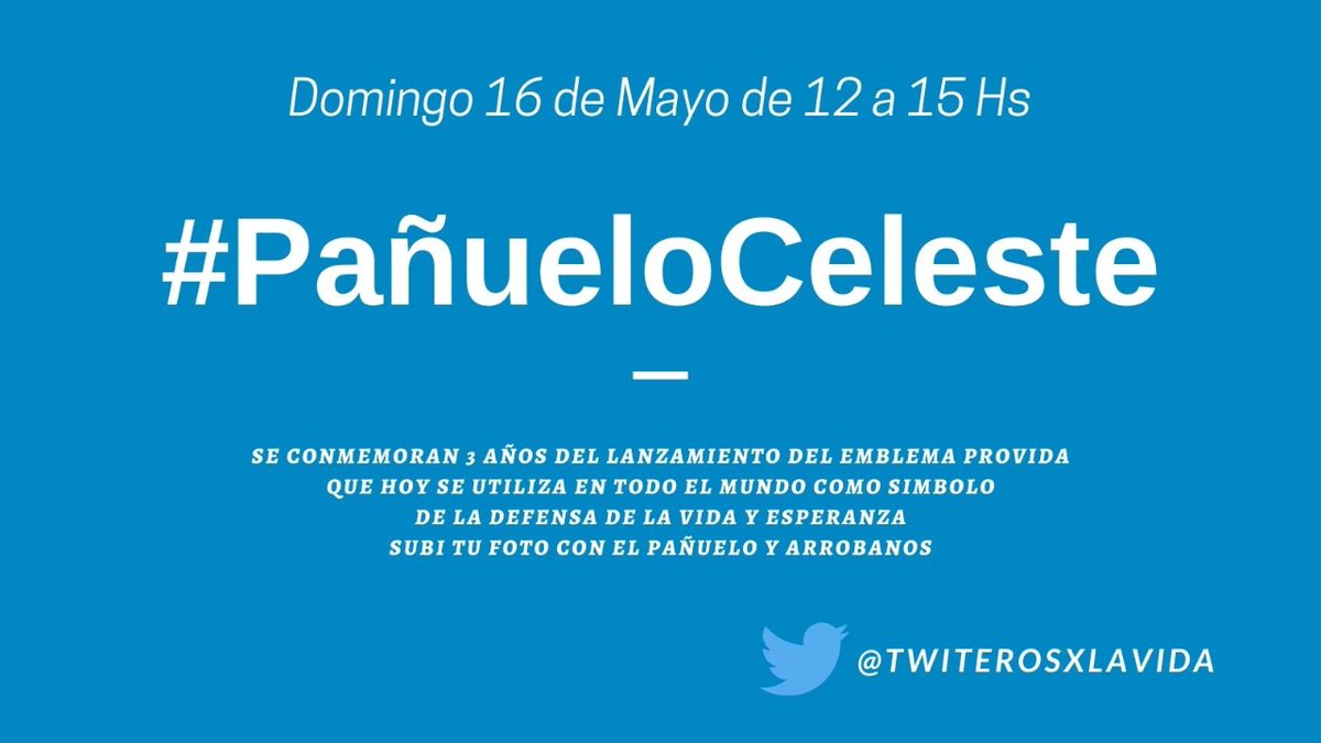 Este 16 de Mayo celebramos el día del #PañueloCelste ya que se conmemoran 3 años de su lanzamiento. 

👇 Dejanos un comentario con tu foto y el Pañuelo #ProVida