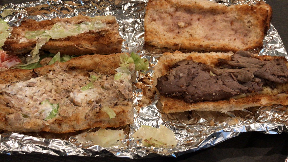 LukeSolo3's tweet photo. @SubShopCoMo look at that pathetic amount of meat. If I’m spending $14 per sandwich I should be able to get to the meat within my first four bites. Absolutely ridiculous. https://t.co/pOIu5DFlvE