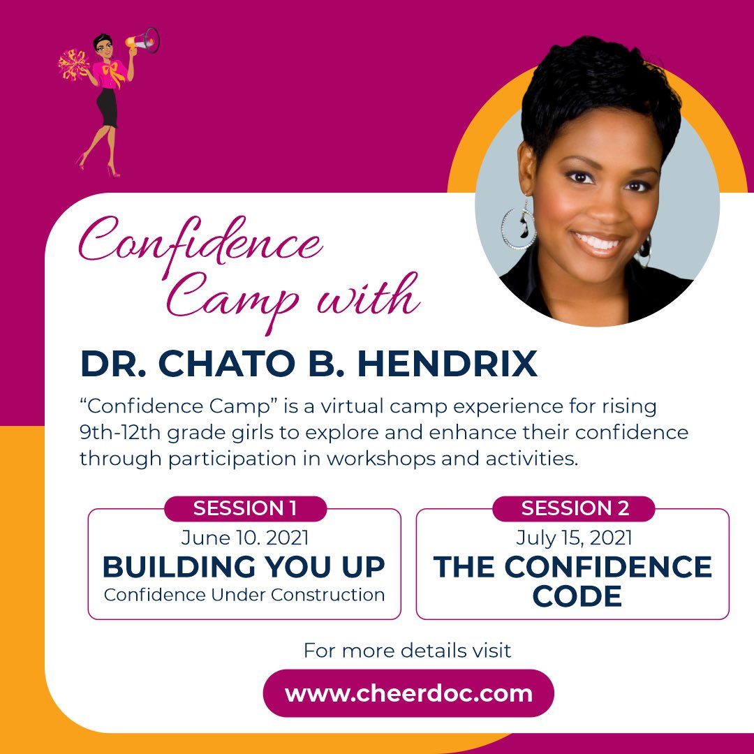 cheerdoc_hopes's tweet photo. In my twenty plus years of work, education and research I’ve discovered that confidence is one of the key factors of personal success. I’d love to work with your  teen this summer. Registration details at https://t.co/wj4U8AC7M5. https://t.co/bowkEUHYek