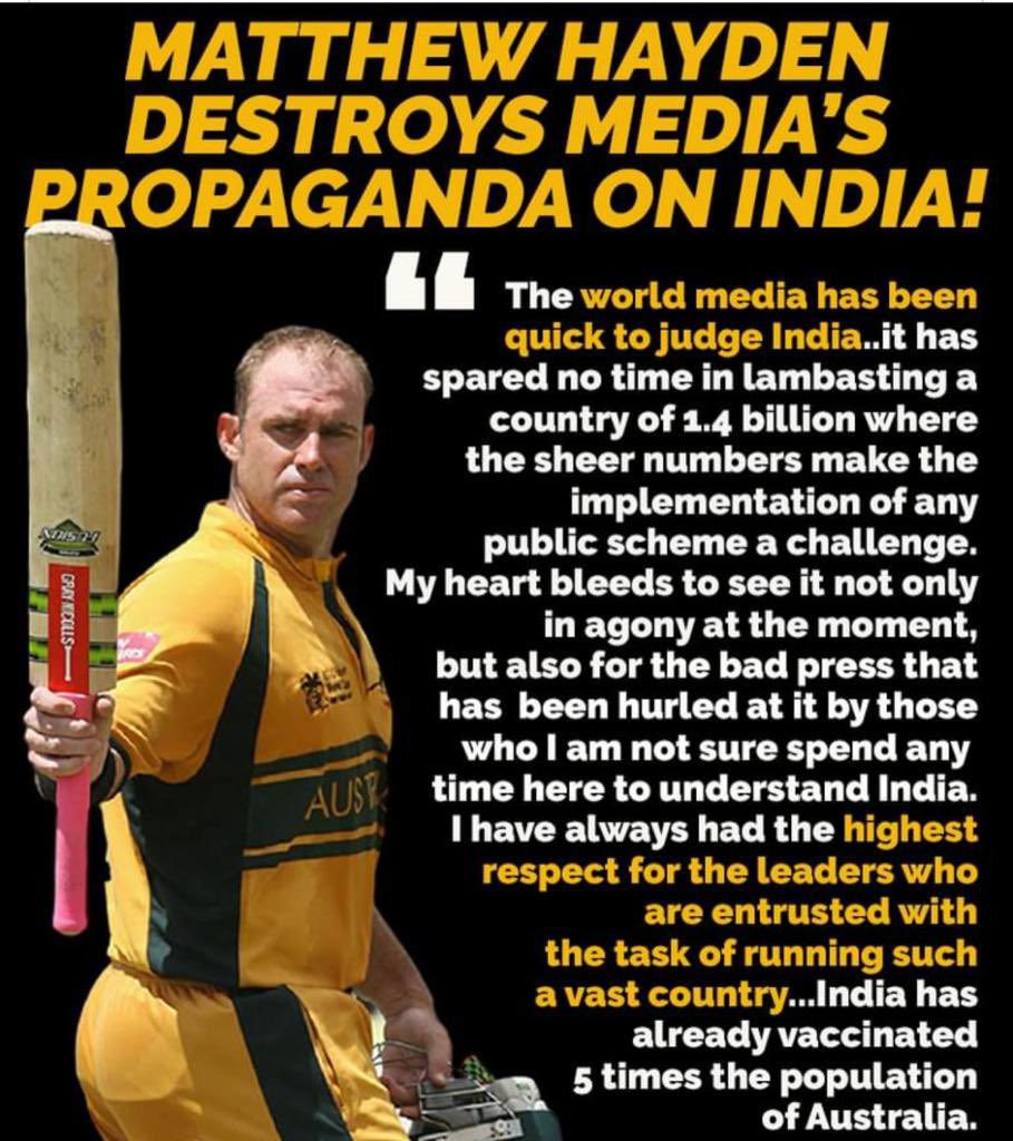 Anti Modi wave is going on and it’s only because of our Media .. thank you Mathew Hayden for standing by our government even when our own Countrymen are not doing so ..@PMOIndia @narendramodi