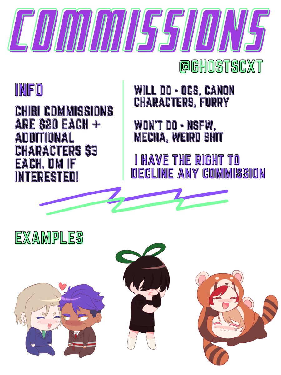 ghosts_cxt's tweet photo. HI im doing commissions, ill be taking 7 slots, again please dm me on twitter if youre interested! https://t.co/R2xK7w5SX9