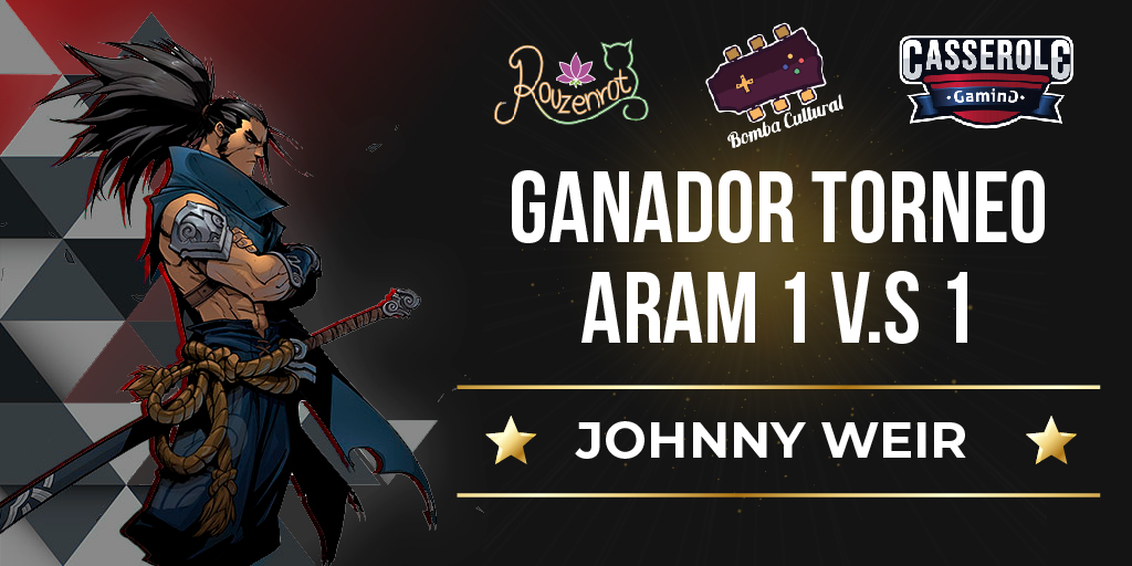 CasseroleGaming's tweet image. #TorneoAram1X1

Felicidades a @Morbo30739895 por ser el ganador de nuestro torneo de Aram 1c1

Gano después de 5 partidas VS #Froebel (3-2)

A los demás jugadores muchísimas gracias por participar!

#Aram #Lol #LeagueOflegends