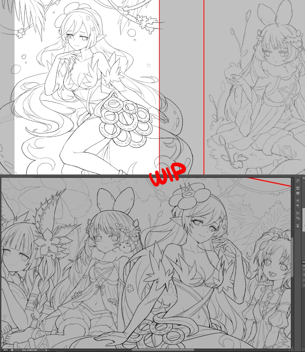 Traptrix girls wip ~
is been a busy week~

commission collab with Amandalapalmeart

for those who supported our kickstarter artbooks, thanks for the support and we currently are still working on the pledge prize list, so please be patient . i will update once we made progress 