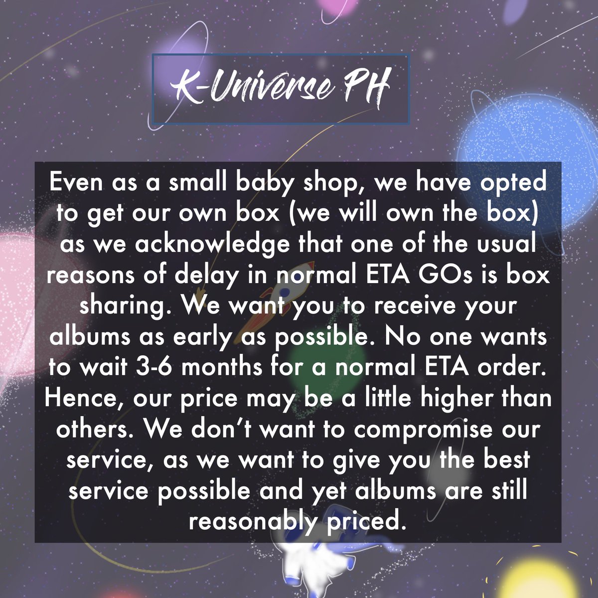 KUniversePH's tweet photo. WTS LFB EXO - Don't Fight the Feeling PH GO
✨Long DOP, easy payment scheme. ✨
✨Details in the picture ✨
✨Fill out the form here: https://t.co/Vro1QLVEjW

✨We also offer pasa-buy, click here to see the pricelist: https://t.co/PFvLE2UyPH

#KUPHGO https://t.co/RkNcEszeXW