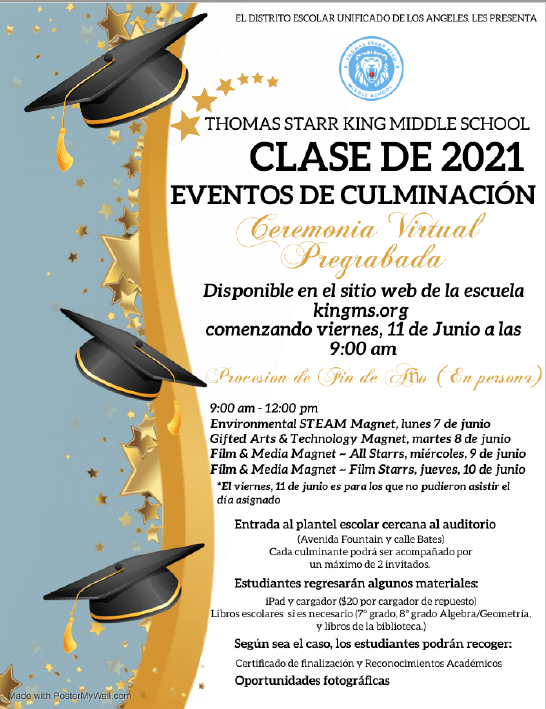 TSKingMagnetLA's tweet photo. ATTENTION 8TH GRADE STUDENTS &amp; FAMILIES
ATENCIÓN ESTUDIANTES Y FAMILIAS DEL 8º GRADO
@GPLFCoS @lausd_ldc @Jackie4LAkids @LASchools https://t.co/fWUy6lX4jD