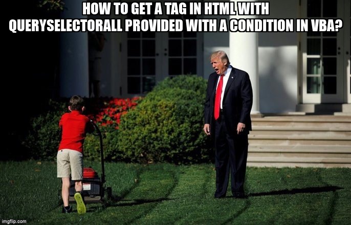 overflow_meme's tweet image. How to get a tag in html with queryselectorall provided with a condition in VBA? stackoverflow.com/questions/6755… #vba #queryselector #webscraping #excel #html