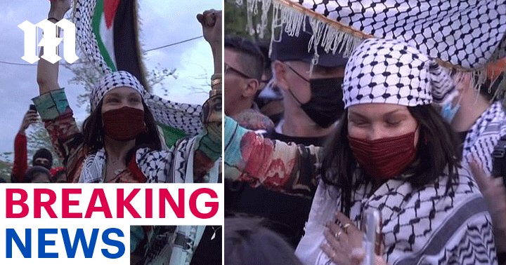 Daily_MailUS's tweet photo. Protesters including Bella Hadid take to the streets across the U.S. in support of Palestinians  https://t.co/5BaIdUlSi6 https://t.co/AfF9hQx8dI