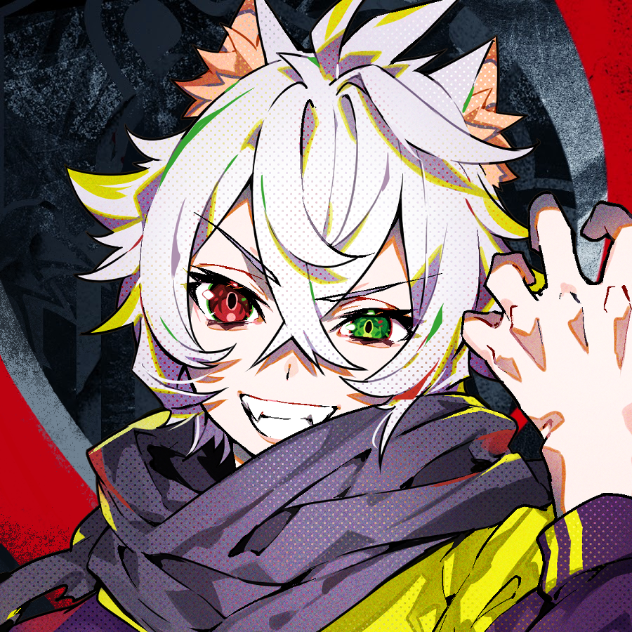 razor (genshin impact) 1boy male focus red eyes heterochromia animal ears solo white hair  illustration images