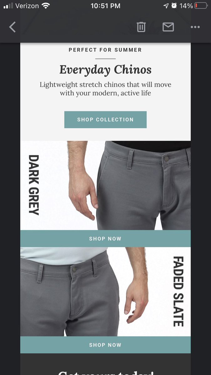revdc2407's tweet image. Maybe it’s just me, maybe my eyes are tired but....why does it look like the same pants in the top and bottom of the photo? This is from a newsletter/ad from a clothes maker. Is it just me?
#domyeyesdeceiveme #samepants #samecolor