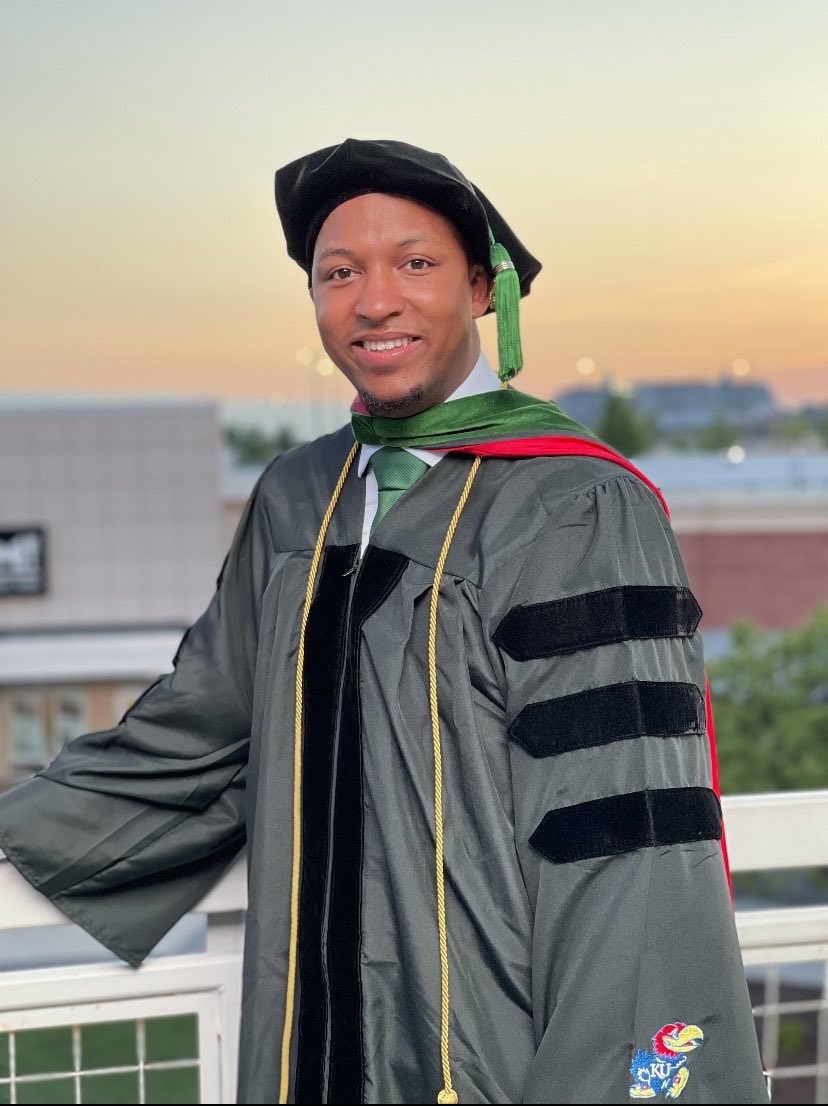 I now present to you: 

Dr. Nicolas Alexander Johnson, MD. 

Born into poverty in Leavenworth, KS. First generation college student, now the FIRST physician in my family. Thank you God. So many years of joy shed today. HISTORY WAS MADE.👨🏾‍⚕️🥂😘🥳 #BlackDoctorsMatter #MedTwitter