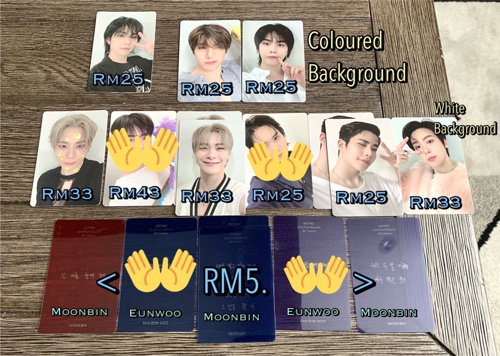 fossfossGO's tweet photo. [HELP RT 🇲🇾] MY GO READY STOCKS

💜 #Astro     <#ALLYOURS> photocards 

👉🏼 Price stated in picture below

3 pcs and above free WM postage 

Postage fee: 
RM8 WM | RM18 EM

❌ No reservations. First Pay First Serve❌

#FossfossGo https://t.co/Qh7H7rR6iQ