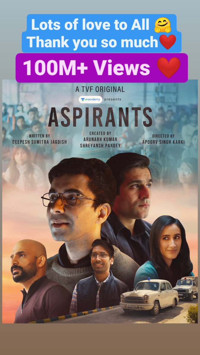 deepesh_sj's tweet photo. Thank you so much everyone for this enormous love and support. We, TVF breathe for our viewers. Your love for Aspirants is phenomenal. This is the fastest 100M in our history of TVF. Guys love you so much. Keep supporting. ❤️❤️❤️❤️❤️
@TheViralFever #tvfaspirants https://t.co/W0Hk6KggVg