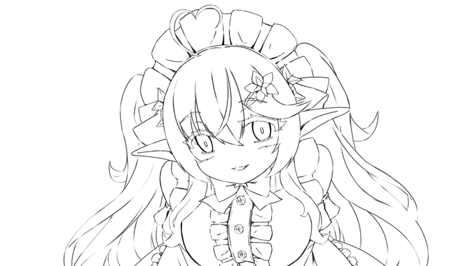珍しく線画捗るぅ～ 