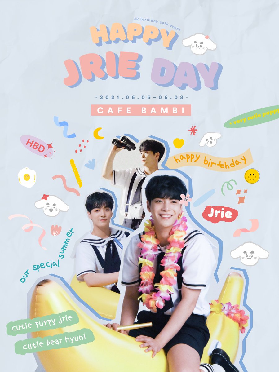 oursummer1995's tweet photo. 🎉𝐇𝐀𝐏𝐏𝐘 𝐉𝐑 𝐃𝐀𝐘🎉

𝟎𝟔.𝟎𝟓. ~ 𝟎𝟔.𝟎𝟖. 
𝐂𝐀𝐅𝐄 𝐁𝐀𝐌𝐁𝐈

𝑪𝑶𝑴𝑰𝑵𝑮 𝑺𝑶𝑶𝑵💓

#여름의_문턱에서_종현이에게
#OUR_PERFECT_SUMMER_JR
#김종현 #JR #뉴이스트 
#NUEST https://t.co/iyXPjfMU79