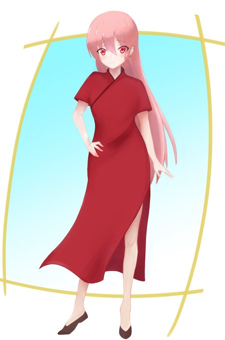 トニカクカワイイ 司ちゃん チャイナドレス #トニカクカワイイ #由崎司 #厚塗り #女の子 #ピンク #ピンク髪 #夫婦 #チャイナドレス #チャイナ服 #チャイナ  