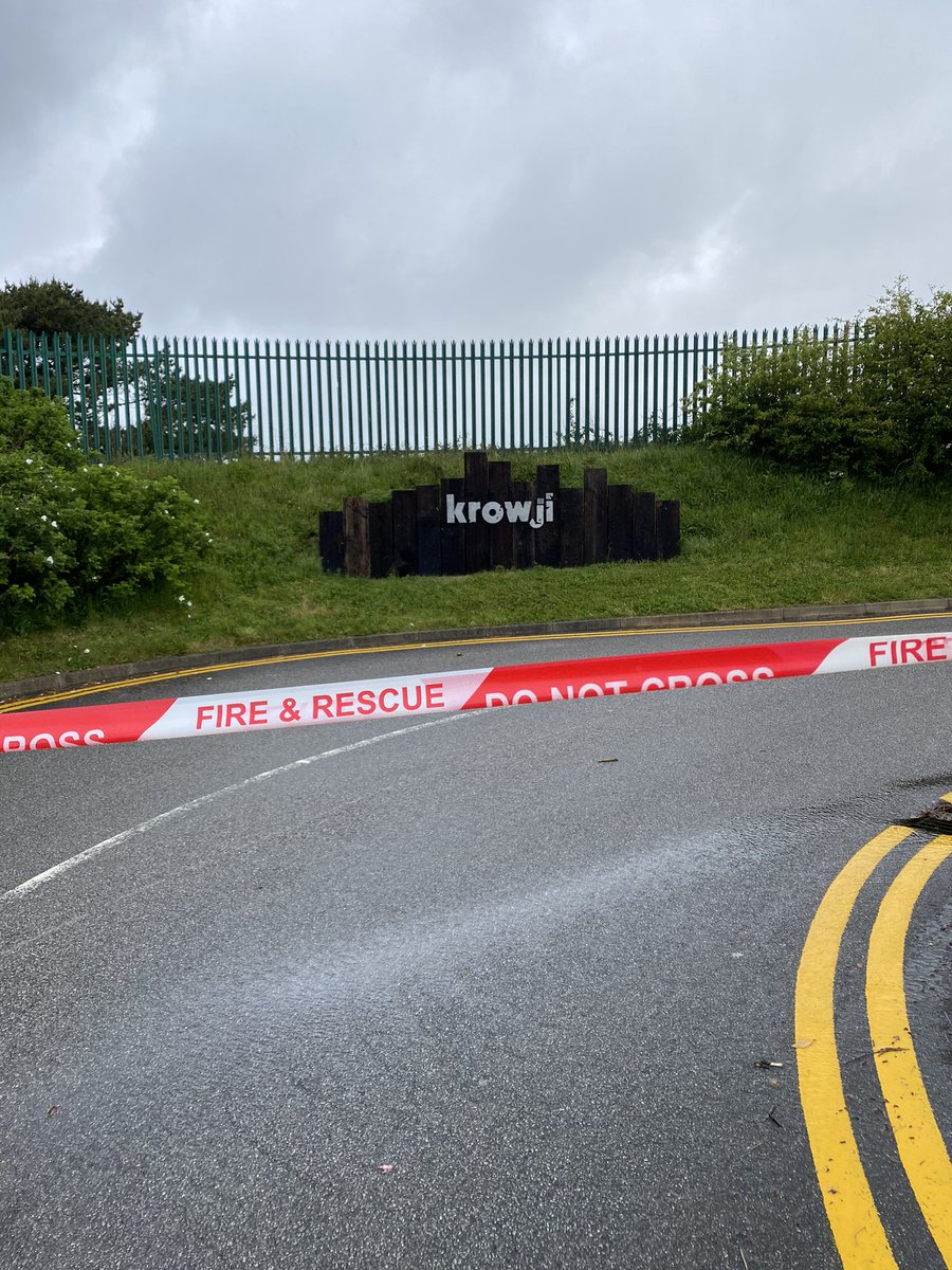 LeeTrewhela's tweet photo. At the scene of a major fire at Cornwall’s largest creative hub, Krowji. 50 firefighters brought the blaze under control but one building has been destroyed. Awful timing as the creative industry opens up. Thinking of all affected. https://t.co/gVAX9zYHE5