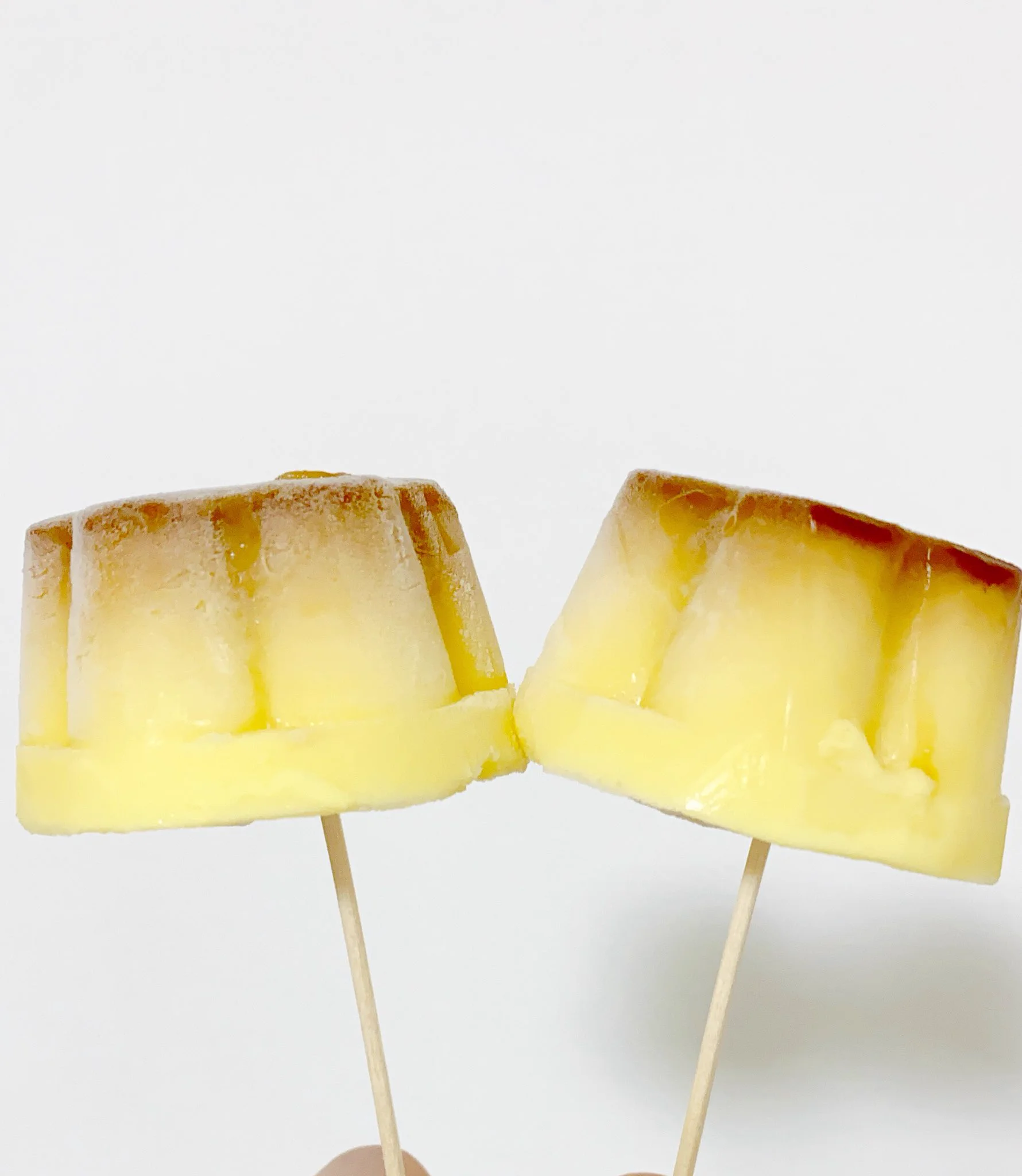 プッチンプリンに木製スティックを刺して凍らせると？絶品アイスに早変わり！