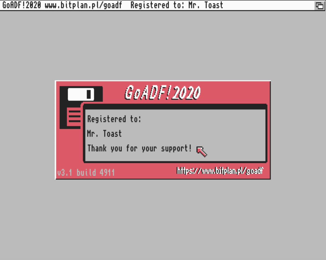 Checking out GoADF! and decided it was definitely worth a shareware donation. This is great for your classic kit. Mount up to 4 ADFs virtually on low-spec Amigas and it just works with no fuss. bitplan.pl/goadf/