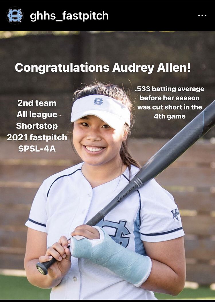 Congratulations Audrey Allen! 2nd Team All League, 2021 Fastpitch SPSL-4A
