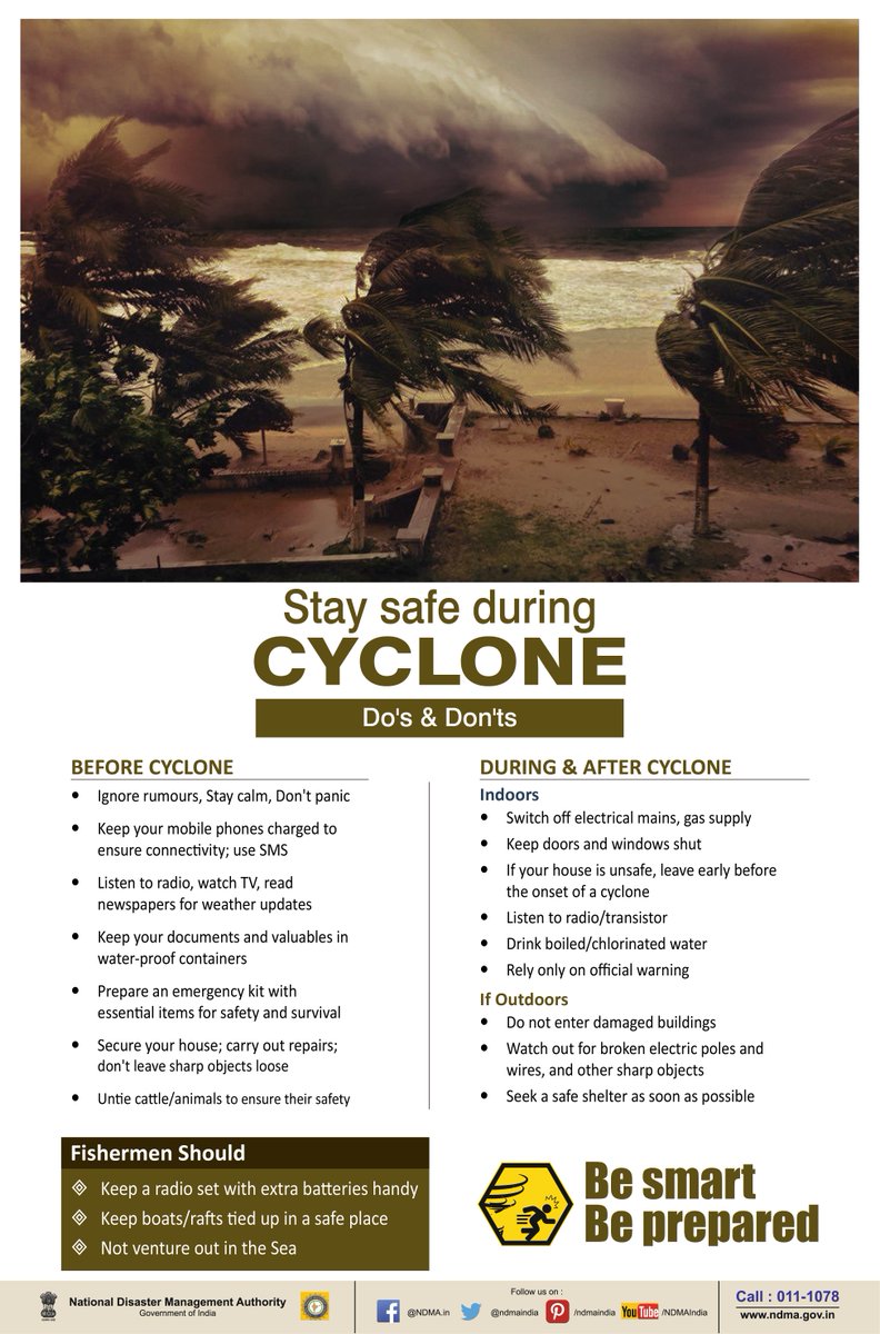 ndmaindia's tweet photo. #Cyclone | Follow these do's and don'ts to ensure #safety from #CycloneTauktae 

#CycloneAlert #Maharashtra #Gujarat #Karnataka https://t.co/MjAnvk1Slx