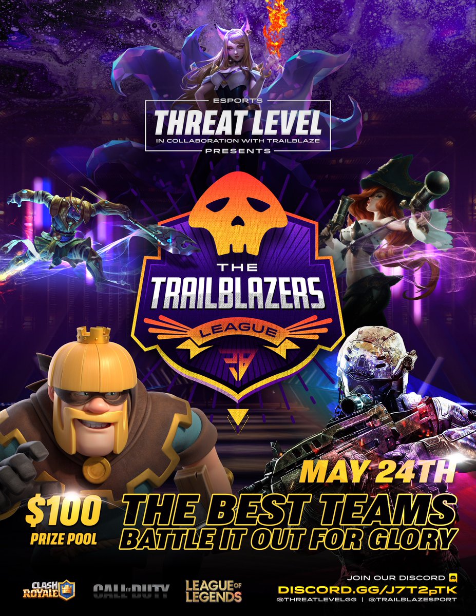 Trailblazer's League is here. The best teams in Mobile Gaming will battle it out for GLORY!

#ClashRoyale we're starting with you, 80 teams have signed up to compete, join us @TLTrailblazerGG &amp; our Discord: discord.gg/r6jbQ7akuD

Partnered with @TrailBlazEsport and <a href="/matcherino_/">Matcherino</a>