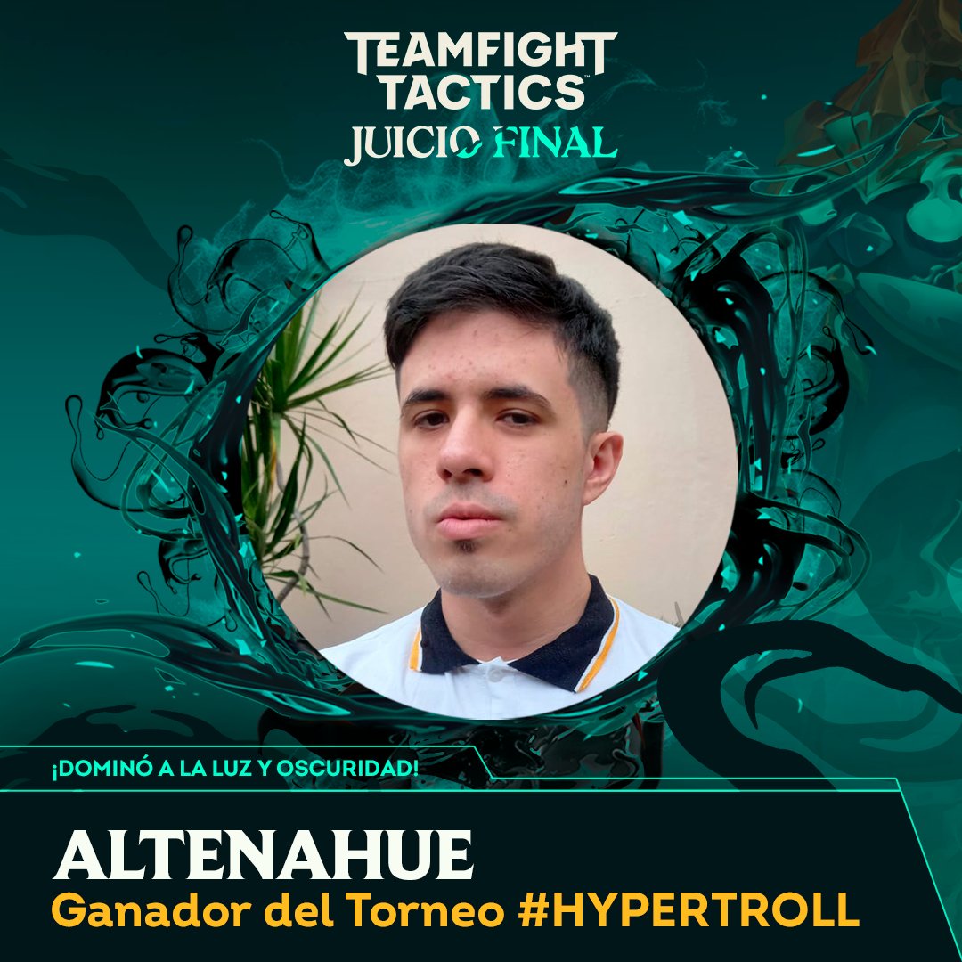 TFTLatam's tweet photo. Dominó a la luz y la oscuridad.
@Altenahue salió victorioso del Torneo #HyperTroll 🏆
#JuicioFinal https://t.co/m5eQP7ycE0