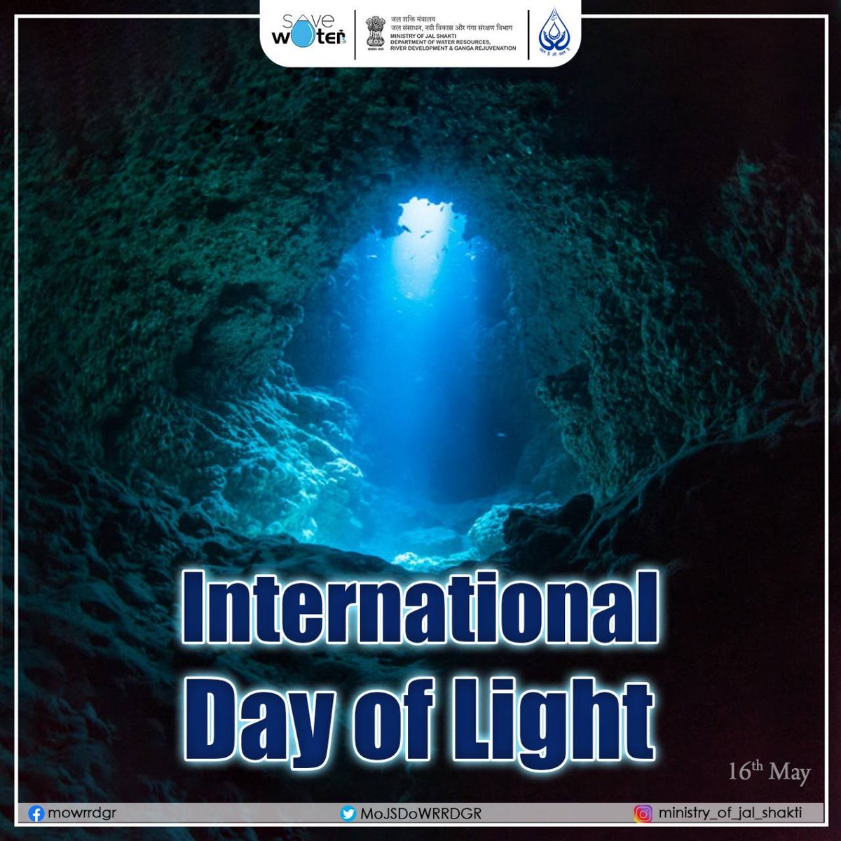 Do you know that the speed of light in water is 2.2 10^8 m/s?

#InternationalDayOfLight #Light #Water #Speed #SaveWater