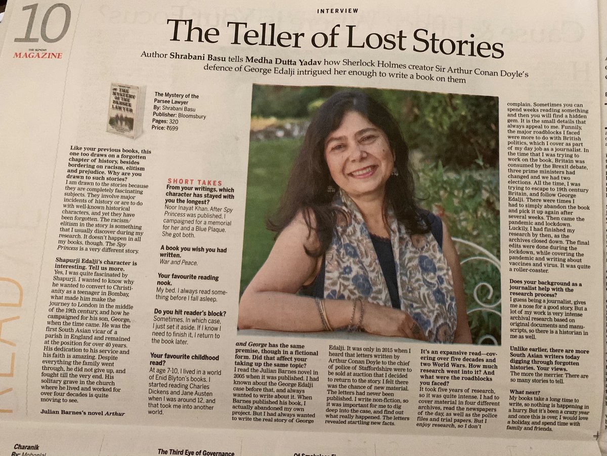 Wonderful finding d interview of @shrabanibasu_ a captivating storyteller, featured in @NewIndianXpress  Warmest congrats on d publication of ur new book #TheMysteryoftheParseeLawyer, another forgotten history. I look forward to reading soon & perhaps watching another film too.