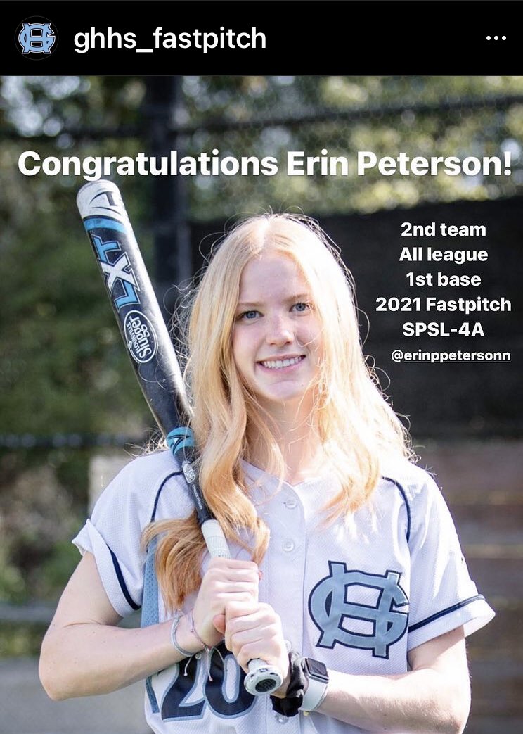 Congratulations Erin Peterson! 2nd Team All League 2021 Fastpitch SPSL-4A