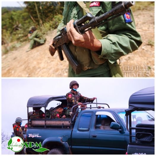 <a href="/RapporteurUn/">UN Special Rapporteur Tom Andrews</a> It's said that a small clash erupted between #KoKang armed group, MNDAA &amp; military terrorist council in Mine Yaw Tite Nal, #Lashio tdy. It broke out near Lone Mon village, the entrance of the MineYaw &amp; lasted for around 20 mins but the casualties are unconfirmed yet.
#May16Coup