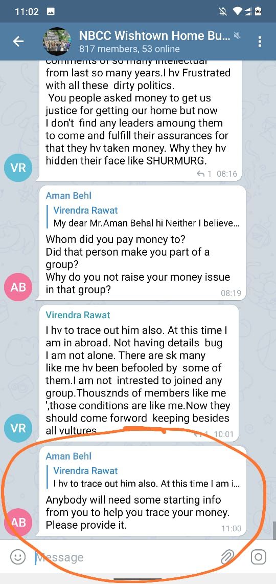 ashmg2000's tweet photo. @Amanbehl4 u seem to extending help in locating money as per ur own msg which is attached. Plz help these hbs also..to start with u hv names and number.
#savejpwishtown #savejilhbs #savejphbs #savejphomebuyers https://t.co/HkS5UlvLl0