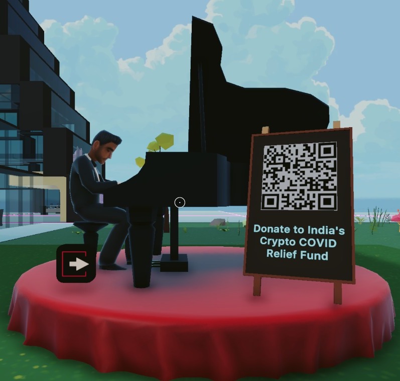 Vivek Agrawal (@viagrawal) on Twitter photo India continues to struggle with this current wave of COVID, so I created a musicart installation on <a href="/decentraland/">Decentraland</a> that plays music I've composed and encourages folks to donate to <a href="/sandeepnailwal/">Sandeep | CEO, Polygon Foundation (โป,โป)</a>'s <a href="/CryptoRelief_/">CryptoRelief ๐ฎ๐ณ(Now Blockchain For Impact - BFI)</a> fund. Visit me on DCL for a good cause!
play.decentraland.org/?position=78%2โฆ India continues to struggle with this current wave of COVID, so I created a musicart installation on <a href="/decentraland/">Decentraland</a> that plays music I've composed and encourages folks to donate to <a href="/sandeepnailwal/">Sandeep | CEO, Polygon Foundation (โป,โป)</a>'s <a href="/CryptoRelief_/">CryptoRelief ๐ฎ๐ณ(Now Blockchain For Impact - BFI)</a> fund. Visit me on DCL for a good cause!
play.decentraland.org/?position=78%2โฆ