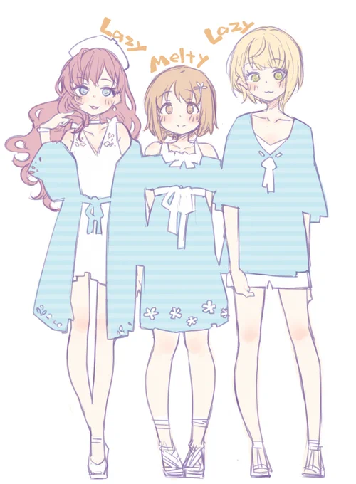 (絵/再掲)『とんでいっちゃいたいの』の絵です!!!キュート3人組だし年も近いはずなのに色々凸凹感があって良いぞ・・・どんな衣装なんだろ・・・いいぞ・・・ 