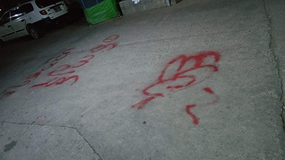 Protests against the re-opening of schools continued in Yangon on Sunday, with anti-coup activists spray painting anti-coup messages outside a Thingangyun Township high school rejecting the 'military slave education system.’ (Photo- CJ)