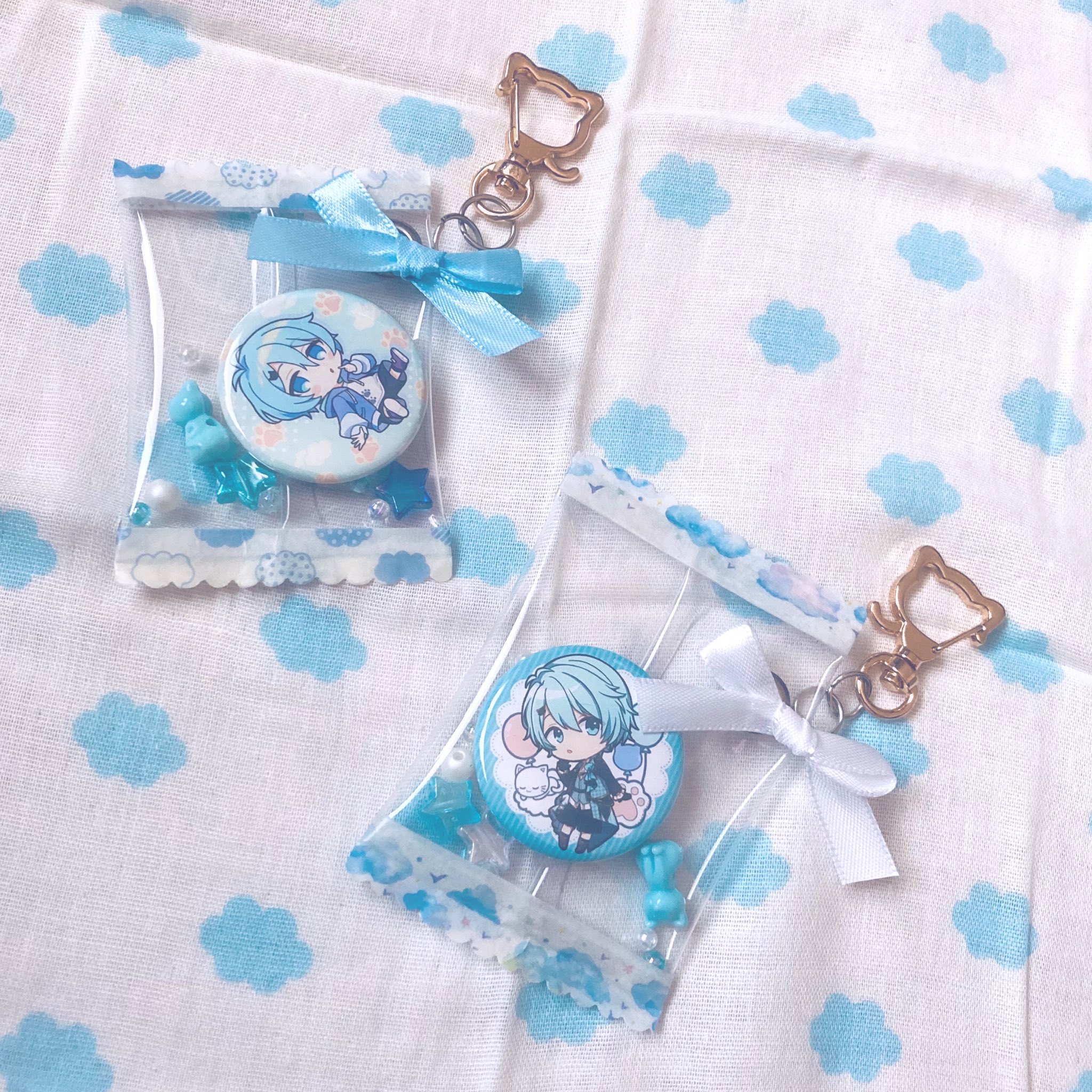 姫瑠 3 きみゆめ専垢 缶バッジのサイズ感がかわいかったのでキャンディバッグにしてみました かなり遅め 雲のマステと猫のビーズがちょっとしたこだわりです きみゆめ きみゆめグッズ ねぇねぇそらねこくん みてみてそらねこくん