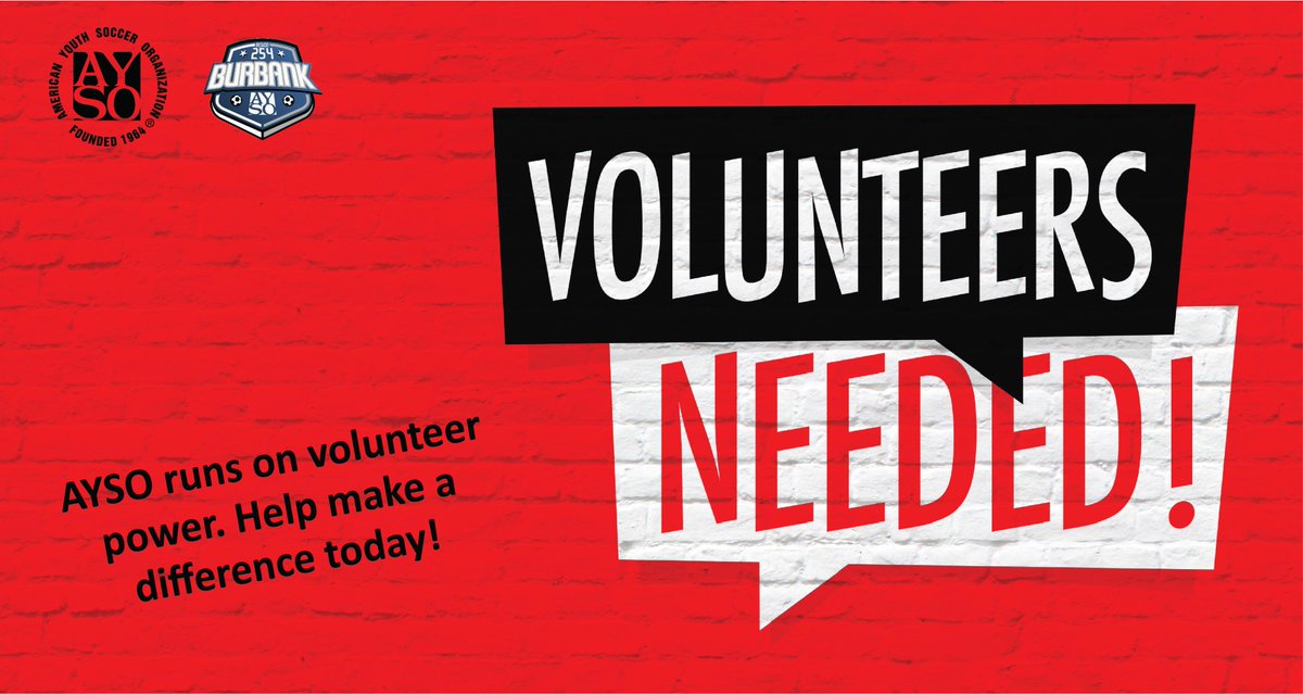 Help make a difference and volunteer! 

AYSO runs on volunteer power. There is an AYSO volunteer opportunity for everyone. Find out how you can help.

Visit our website at ayso254.org  to find out more and sign up to volunteer when registering your child.