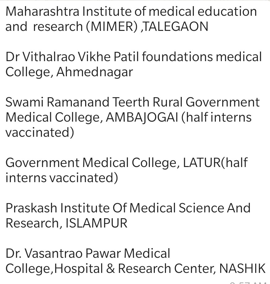 Shibasishsarkar's tweet photo. In a quick sample of 6 rural colleges, we find apprx 750 doctors out 900 not yet vaccinated. Please look into this and resolve. Dear Sh @rajeshtope11 ji, please we need to protect the doctors to protect us 🙏🙏🙏 @AUThackeray @AmitV_Deshmukh @drsujayvikhe @CMOMaharashtra https://t.co/rp7kSJ8zhf