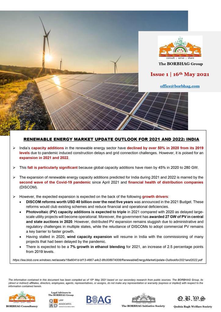 Takeaways from IEA’s recently released - Renewable Energy Market Update 2021. According to the International Energy Agency(IEA), while declines were witnessed in India due to the pandemic, capacity addition is expected to grow in 2021 &amp; 2022, on the back of identified drivers...