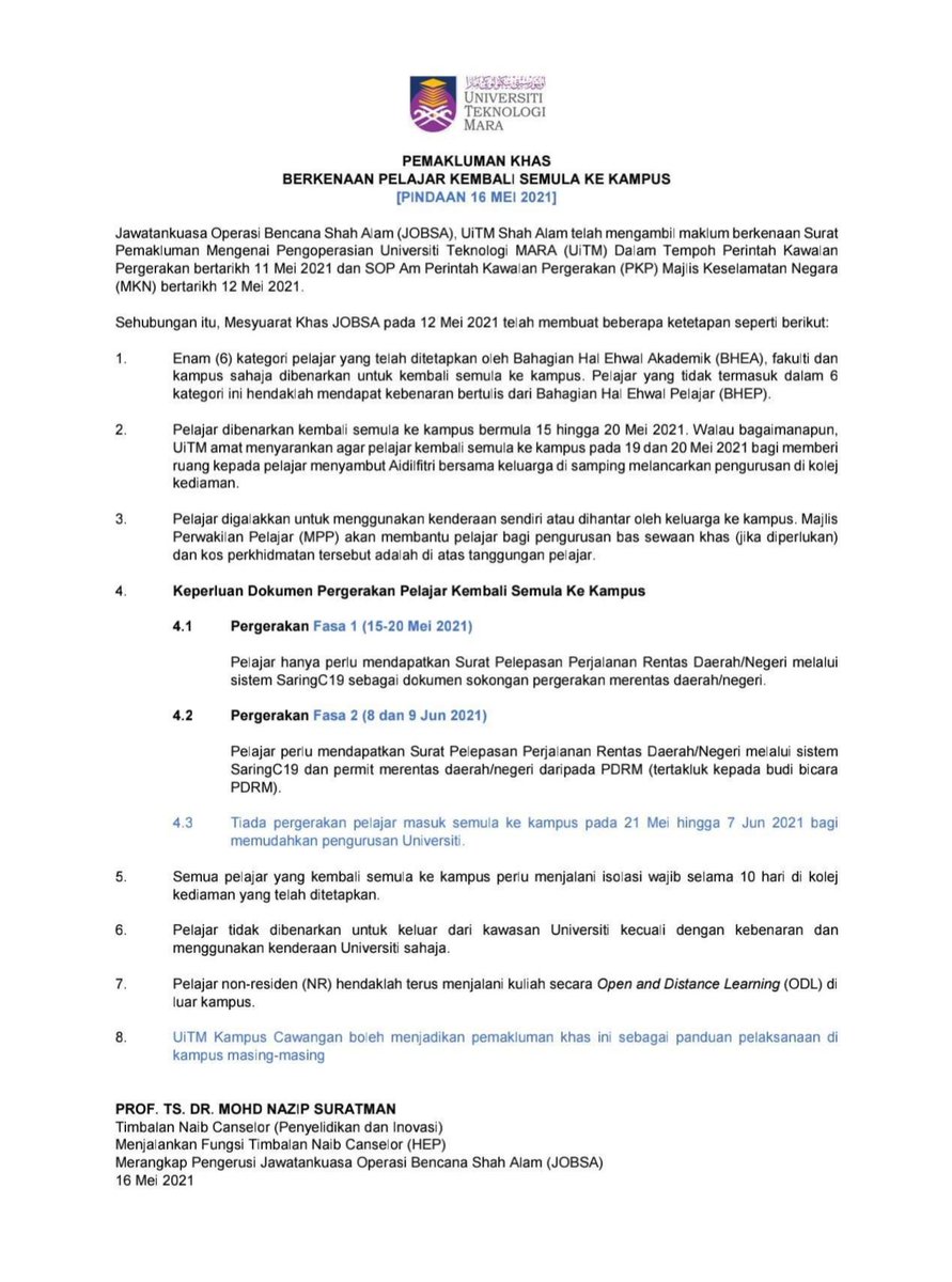 ট ইট র Smf Fakulti Sains Gunaan Pelajar Yang Pulang Ke Kampus Hendaklah Mengisi Borang Di Saring C Https T Co U9q6rfcuhj Pelajar Yang Boleh Mencetak Surat Daripada Saring C Boleh Membuat Pendaftaran Kolej Bermula 16 Mei