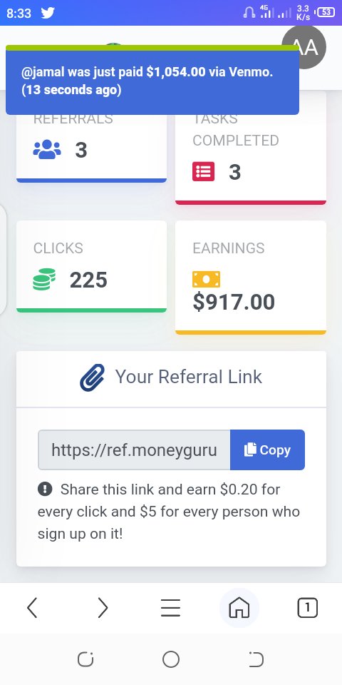 KangaSureboy's tweet photo. You can earn $10 per day like me with MoneyGuru! 💰 
✅ Join https://t.co/OAxvl1oS9p and get $10 WELCOME BONUS. Today only! 
#makemoney #easymoney #earnmoney #earnmoneyonline https://t.co/3dYSPR66cd
